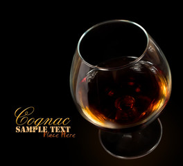 glass of cognac isolated