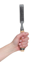 Hand holding chisel
