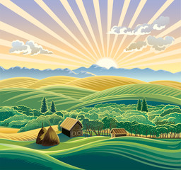 Rural landscape with a hut © Rustic