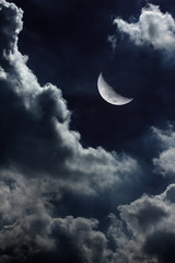 night sky with moon and clouds - 47879547