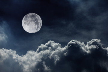 night sky with moon and clouds - 47879550