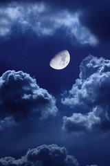 night sky with moon and clouds - 47879552