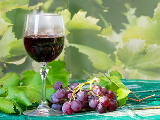 red grapes and wine