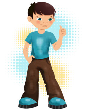 Illustration of a happy young teen boy.