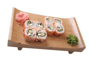 set of sushi with an omelet