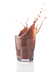 Chocolate splash in a glass