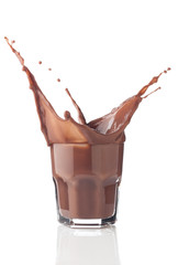 Chocolate splash in a glass