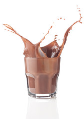 Chocolate splash in a glass
