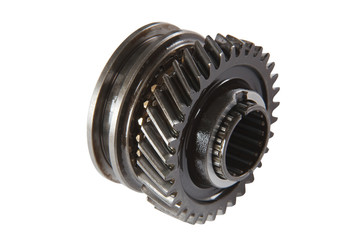 Pinion gear synchronizer gearbox car, isolated, on a white backg