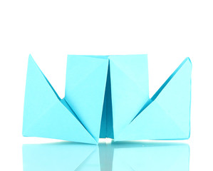 Origami paper steamer isolated on white.