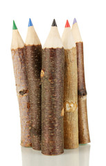 Colorful wooden pencils isolated on white