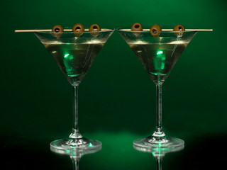 Martini glasses on dark background