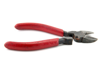 red nippers damaged on white background