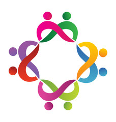 Teamwork couples people logo vector