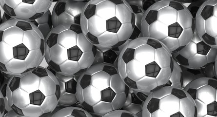 Group of metallic soccer balls