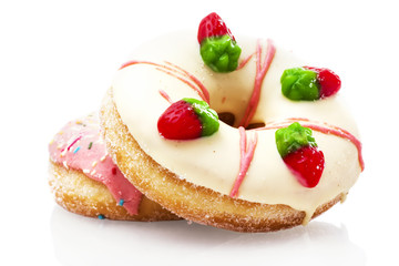 glazed donuts isolated on white background
