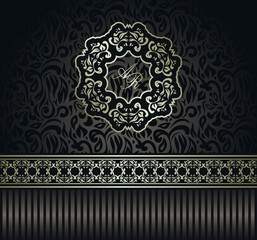 Vintage seamless wallpaper with a ribbon and frame