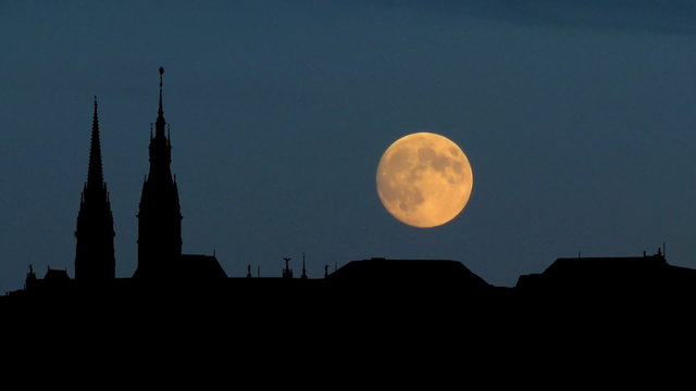Germany Hamburg moonrise