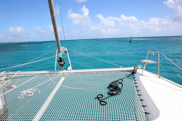 Closeup of catamaran net