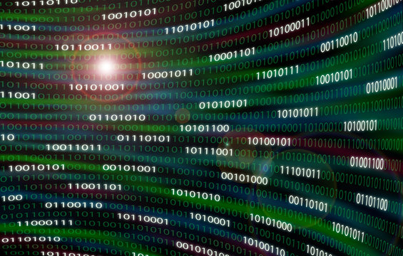 Curved wall of binary code
