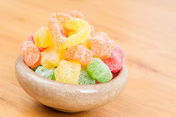 candy in bowl on the table