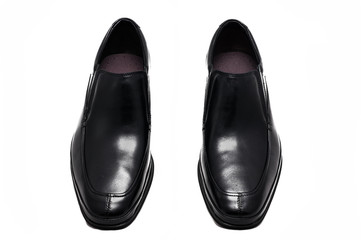 The male black shoes on white background