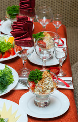 Decorated table in the restaurant.