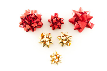 Gold and Red Christmas Wrapping Bows