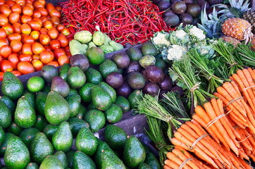 Various Fresh fruit display on Traditional Market