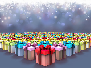 Obraz premium Christmas background with gift boxes and snowflakes