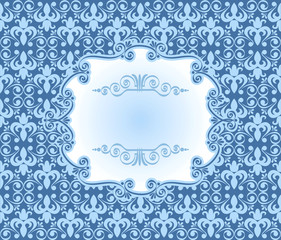 Vintage frame on damask background, vector illustration