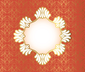 Vintage frame on damask background, vector illustration