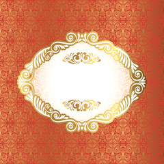 Vintage frame on damask background, vector illustration