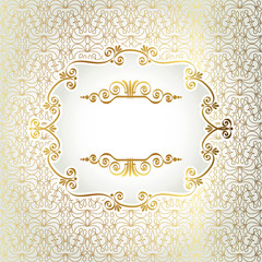 Gold antique frame on a light background of decorative