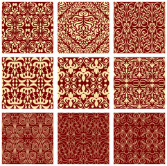 Excellent seamless floral background, geometrical patterns
