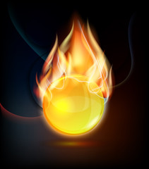 Burning gold sphere