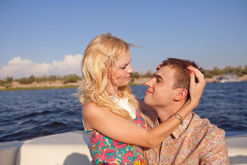 Fototapeta na wymiar couple on the boat
