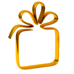 Golden gift box icon, 3d