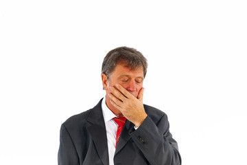 smart succesful business man with red tie and black suit