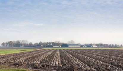Fototapeta na wymiar Plowed farmland in autumn