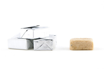 Cube Soup on White Background