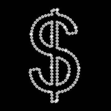 Abstract beautiful black diamond dollar sign vector illustration