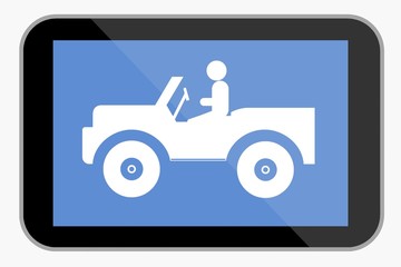 Voiture 4x4 tout-terrain dans une tablette