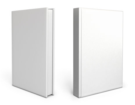 Front view of Blank book cover white. 3d render