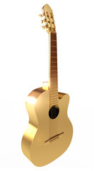 Obraz premium Golden Acoustic Guitar. Conceptual illustration