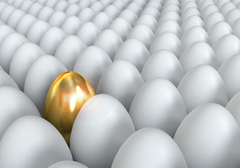 Golden egg, conceptual illustration, 3d render