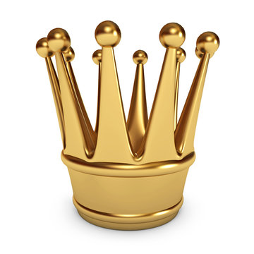Golden Crown. White background. 3d render