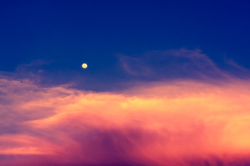 Sky in twilight time with moon
