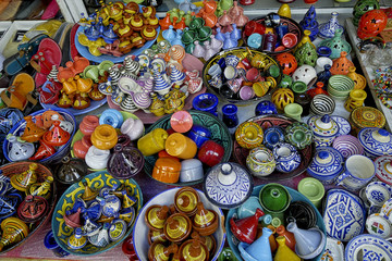 Products for Arab tourists on a stand of the souk