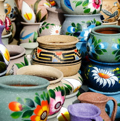 Variety of colorful ceramic pots in Old Village, San Diego